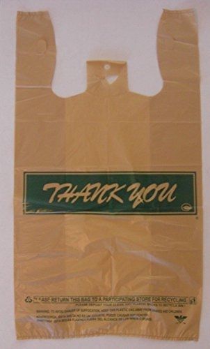 EagleBag Grocery and Retail T-shirt Shopping Bag 1/6 Size Buff Thank You 18 Mic