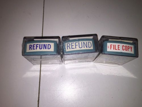 REFUND AND FILE COPY Pre-Inked Office Stamper Stamps INKING XSTAMPER LOT OF 3