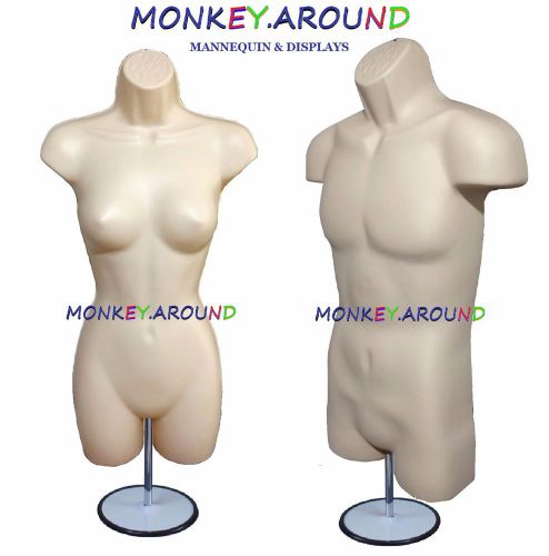 +2 Stand 2 Hanger +2 Mannequin Male Female Flesh Body Form Display&#039;s Dress Shirt