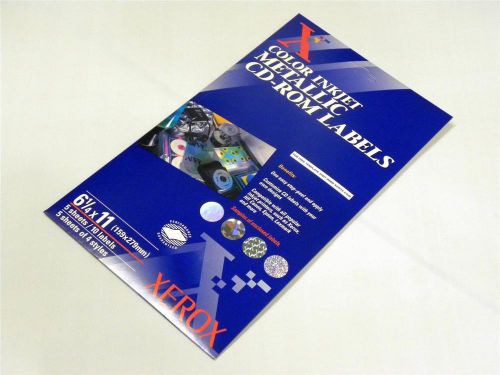 NEW 10 XEROX COLOR INKJET METALLIC CD-ROM LABELS 3R6368 6.25&#034; X 11&#034;