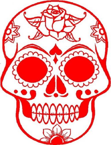 30 Custom Red Ornate Skull Personalized Address Labels
