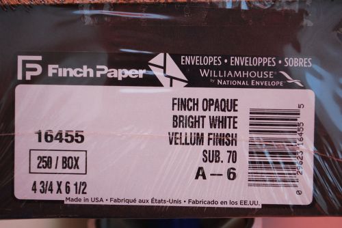 Box of 250 / FINCH Opaque Bright White Vellum Finish 4-3/4x6-1/2 Envelopes S6348