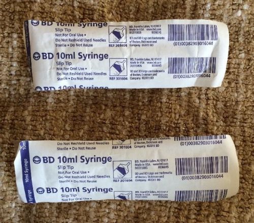 BD 10ml Syringe (2 Count) Slip Tip New, Sealed. USA Seller, Fast Shipping!