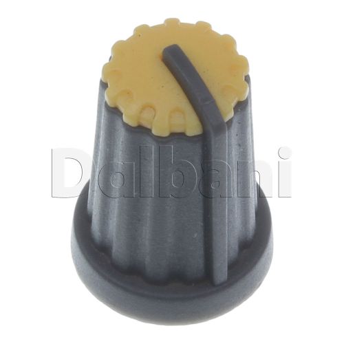 6pcs @$2 20-04-0012 New Push-On Mixer Knob Black with Yellow Top 6 mm Plastic