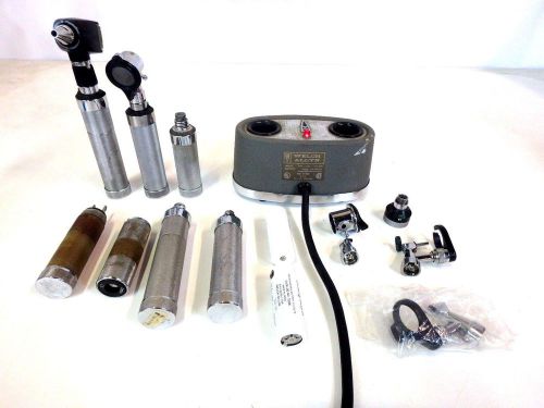 Lot of welch allyn handles heads w/ 71100 charge station otoscope opthalomscope for sale