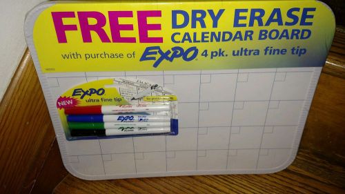 Dry Erase Calander Board with Expo 4Pk. Ultra Fine Tip Markers