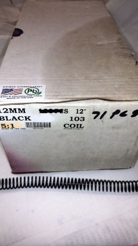 Plastic Coil Spines, 5:1 pitch, 12 inches long, 71 pieces, Black, 12mm dia.