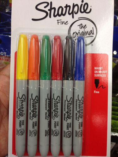 Sharpie fine type 1 marker 6 pieces the original multi color set marker pens for sale