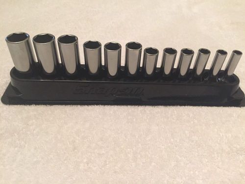 New snap-on 212sfsmy 3/8&#034; 6 point deep mm socket set w/ pakty241 magnetic base for sale