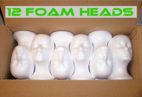 12 FEMALE FOAM STYROFOAM MANNEQUIN HEADS WIG HAT DISPLAY