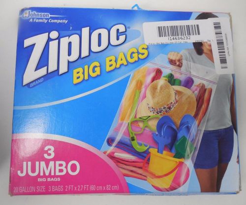 Ziploc Jumbo Big Bags Double Zipper XX-Large 3 Bags New Free Shipping