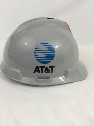 MSA AT &amp; T Hard Hat Size 6 1/2 - 7 3/4 Gray Plastic Construction Pittsburg, PA