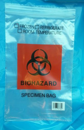 Hazmat zip-loc lot of 500 biohazard specimen bags zip lock 10&#034; x 6&#034; for sale