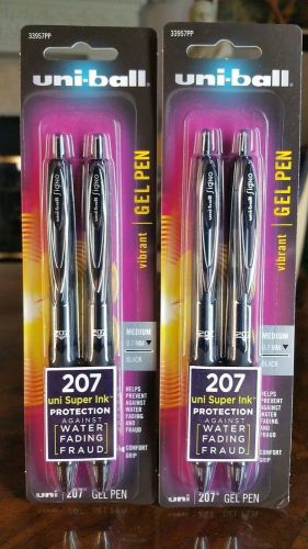 Uni-ball 207 retractable gel pens, medium-point, black ink, pack of 4 for sale