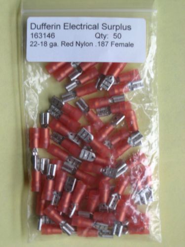 Quick cable 22-18 ga. red nylon double crimp .187&#034; female disconnect for sale