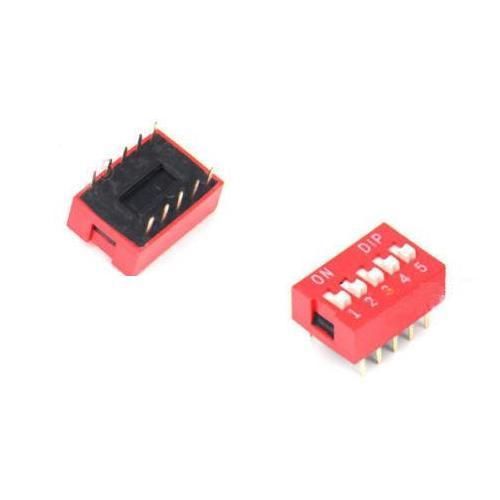 10Pcs Slide Type Switch Module 2.54mm 5-Bit 5 Position Way DIP Red Pitch NEW