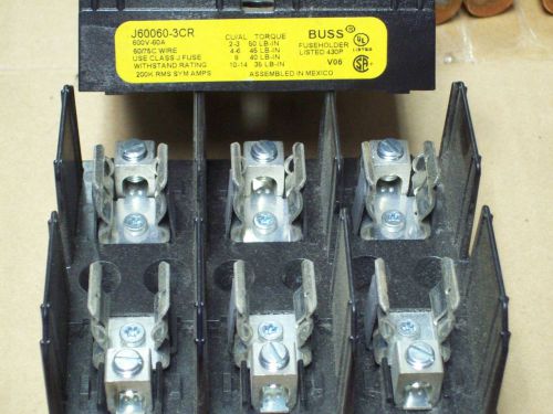 Very clean buss j60060-3cr fuse holder for class j fuse 60 amp for sale