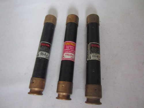 Lot of 3 Bussmann Fusetron FRS-R-4 Fuses 4A 4 Amps Tested