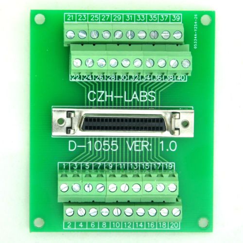 40-pin Half-Pitch/0.05&#034; D-SUB Female Breakout Board, DSUB, SCSI, Terminal Module