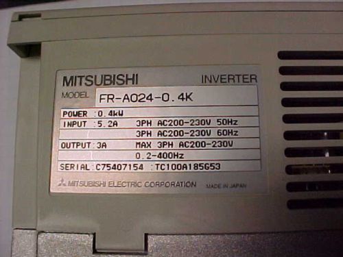 Mitsubishi VFD FR-A024-0.4K