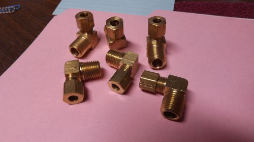 Brass Plumbing Compression Elbows 90 degree 1/2 x 3/8 With Fitting Lot of 6