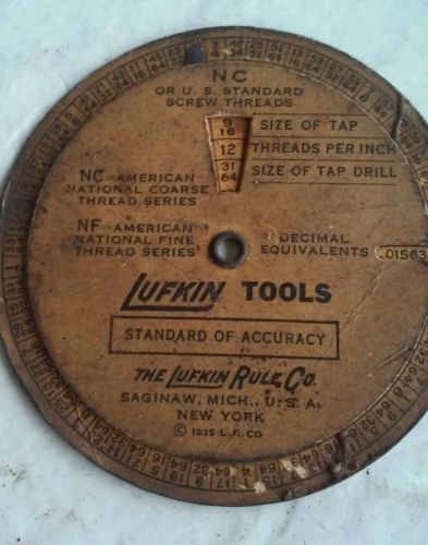Lufkin tools  1935 - decimal equivalents / screw threads &amp;tap and  drill sizes for sale