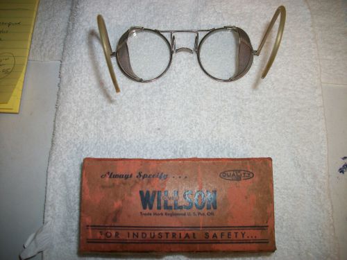VINTAGE WILSON STEAMPUNK MOTORCYCLE SAFETY GOGGLES S150 METAL MESH SIDE W/BOX
