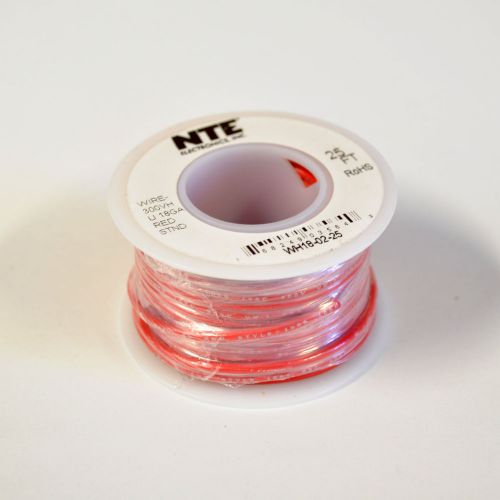 NTE WH18-02-25 Hook Up Wire Stranded Wire 300V 18AWG 25ft Red NEW!!!