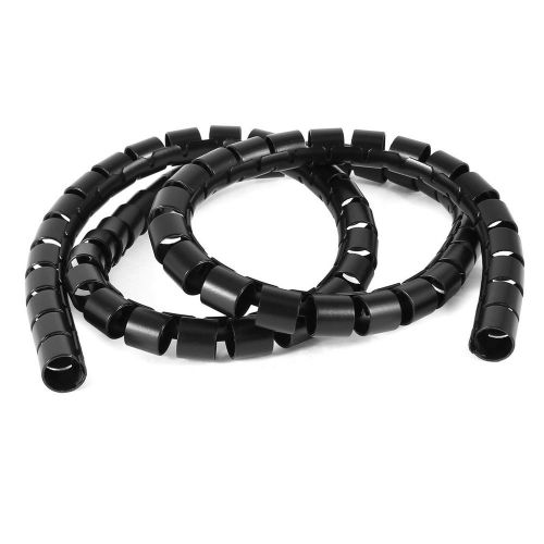 1 Meter 15mm Black Plastic Computer Manage Cord Spiral Cable Wire Wrap Tube
