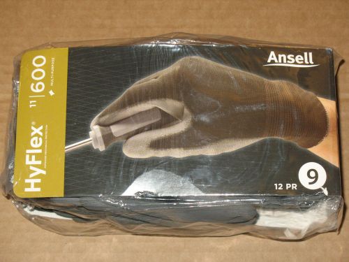 1 dozen ansell hyflex polyurethane coated glove 11-600 gloves lg 9 for sale