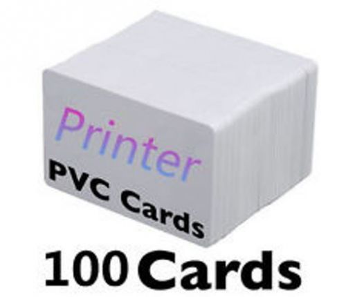 100 PVC Cards - CR80 .30 Mil - ID Printer - Blank White, Credit Card size