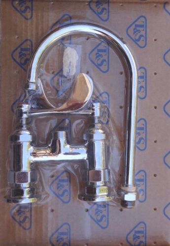 T&amp;S Brass - B-0325 -Heavy Duty 4&#034; Deck Mount Faucet w/ 6&#034; Swivel Gooseneck Spout