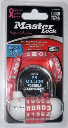 Master Lock 1534DPNK Breast Cancer Research Foundation Password Lock  Pink NEW