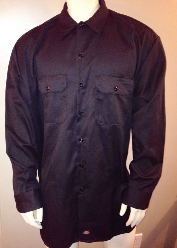 DICKIES Long Sleeve Work Shirt Twill Black Men&#039;s Sz 2XT