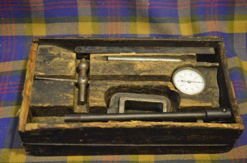 Vintage LS Starrett Dial Test Indicator #196 Kit Wood Box .001&#034; Increments Jewel