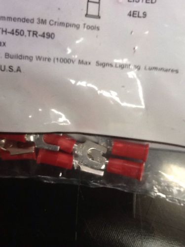 NEW 3M BS-31-6-P Vinyl Insulated Locking Fork Terminal 22-18 AWG 100 Pack Red #6