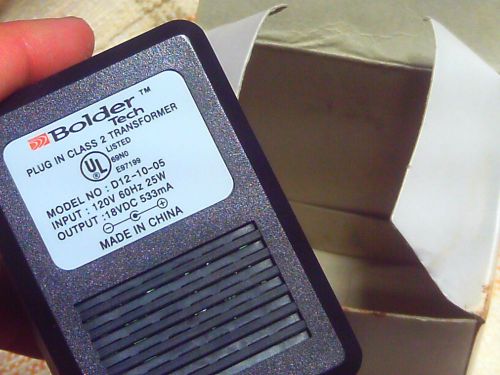 UNIVERSAL  18 Volt   533 mAmp   AC Power Adapter Supply D12-10-05  25Watt Bolder
