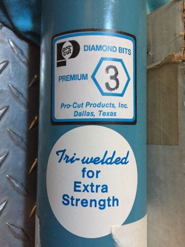 Pro-cut 22785 tri-welded premium diamond core drill bit 3&#034; x 18&#034; for sale