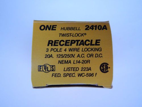 Hubbell 2410a twist-lock receptacle 20a 125/250v l14-20r 3p 4w new in box for sale