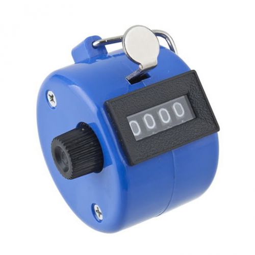 Chrome Hand held 4 Digit display Number Tally Counter Clicker Golf Blue CA