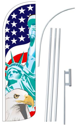 Lady Liberty/USA Eagle Extra Wide Windless Swooper Flag Jumbo Banner Pole /Spike