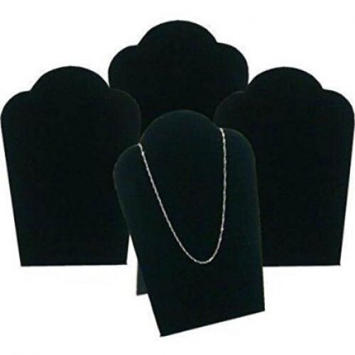 4 Black Velvet Padded Necklace Pendant Display Bust Easels 5.25&#034;
