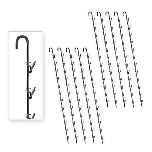 (AYS Retail) Single Strip 12 Clip Hanging (10 pack) Product Display Rack (Black)