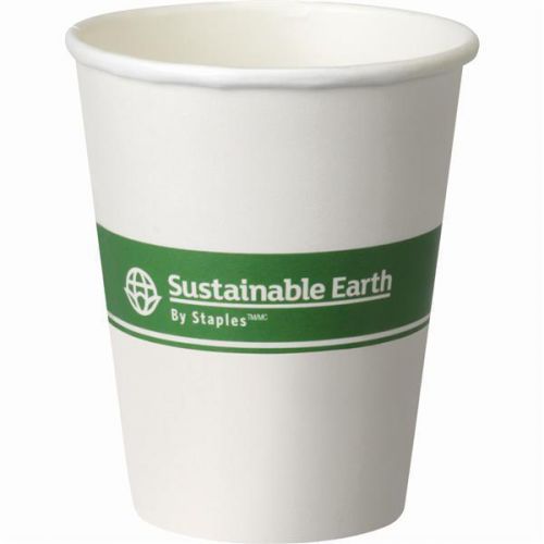Lot of 6 - staples - sustainable earth hot cups - 50 cups - 10 oz - white for sale