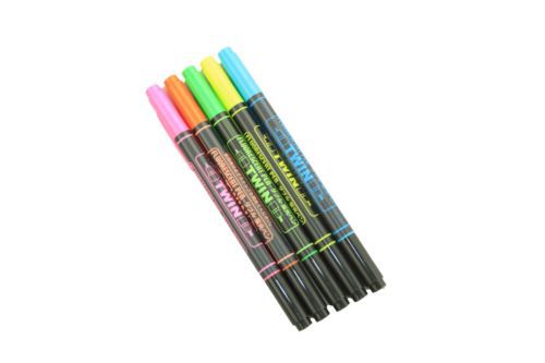 724Shops Double Fluorescent Pen 5pcs
