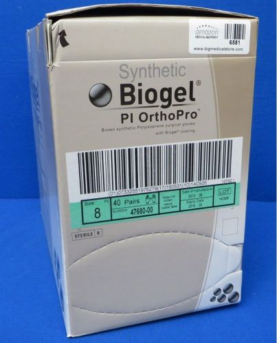 Biogel 47680-00 50 Pairs Synthetic Polyisoprene Surgical Gloves, Size 8