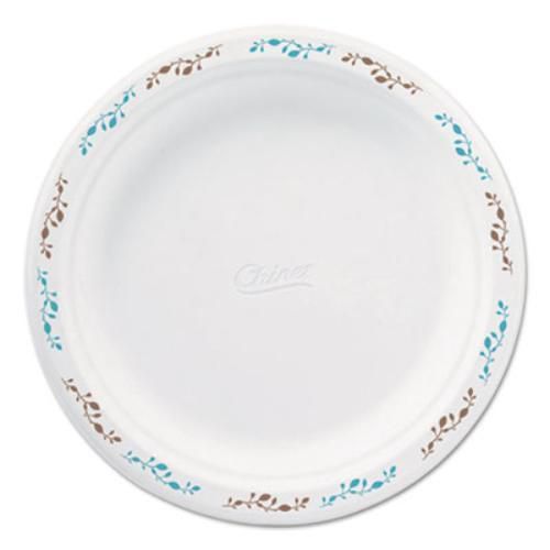 Huhtamaki 22516 molded fiber dinnerware, plate, 8 3/4&#034;dia, white, vines theme, for sale