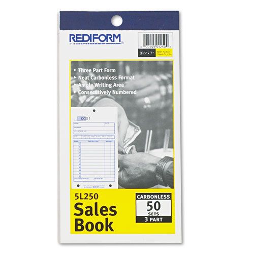 Sales Book, 3 5/8 x 6 3/8, Carbonless Triplicate, 50 Sets/Book