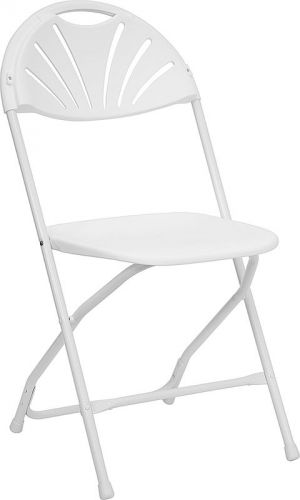 8 White Stacking Chairs Fan Back Thanksgiving Party Holiday Folding Chair