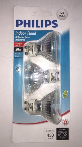 Philips 415794 Indoor Flood 50-Watt MR16 GU10 Base 120-Volt Light Bulb, 3-Pack